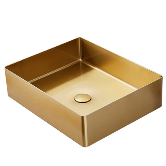 AQUALIA BOWL RECTANGULAR ACERO INOX GOLD | Samboro