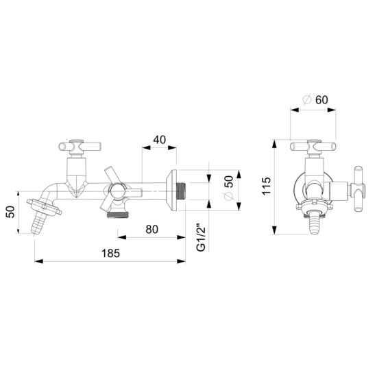 Celite Grifo para lavadero de pared B5006CKCR3 cromo | Samboro